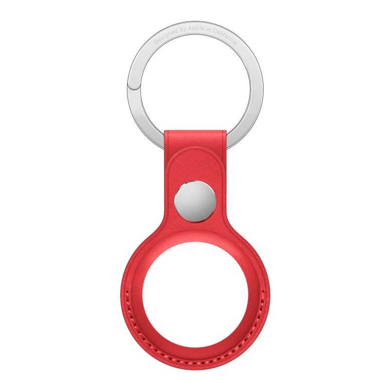 AirTag Leder Schlüsselring Rot