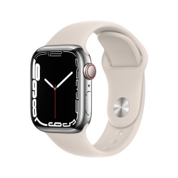 Apple Watch 7 GPS Zellulär 41mm Silber Stahl Case Starlight Sport Regular