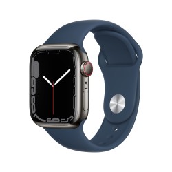 Apple Watch 7 GPS Zellulär 41mm Graphite Stahl Case Ass Blau Sport RegularMKJ13TY/A