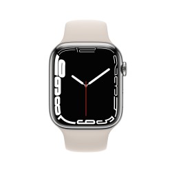 Apple Watch 7 GPS Zellulär 45mm Silber Stahl Case Starlight Sport RegularMKJV3TY/A