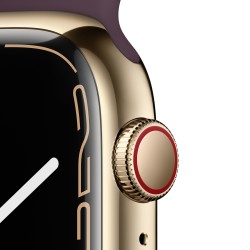 Apple Watch 7 GPS Zellulär 45mm Gold Stahl Case Dark Cherry Sport RegularMKJX3TY/A