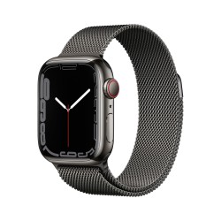 Apple Watch 7 GPS Zellulär 45mm Graphite Stahl Case Graphite Mailänder SchleifeMKL33TY/A