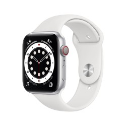 Apple Watch 6 GPS Zellulär 44mm Silber AluMinium Case Weiß Sport RegularMG2C3TY/A