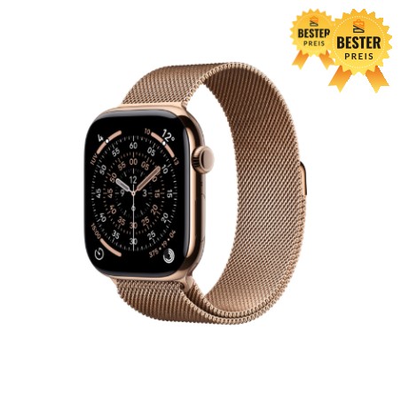 🚨 Black Friday Apple Watch Series 11 (GPS + Cellular), 42 mm, Gehäuse Edelstahl Gold, Milanaise-Armband Gold (Einheitsgröße) 