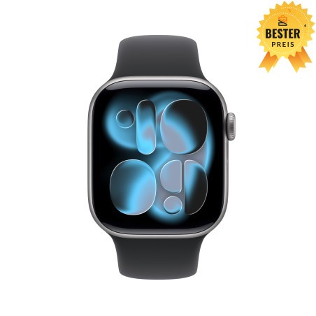 🚨 Black Friday Apple Watch Series 11 (GPS + Cellular), 46 mm, Gehäuse Aluminium Space Grau, Sportarmband Schwarz (S/M) 