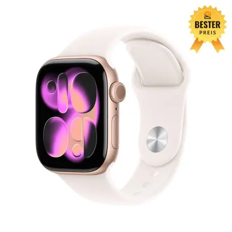🛒 Kaufen Sie Apple Watch Series 11 (GPS + Cellular), 46 mm, Gehäuse Aluminium Roségold, Sportarmband Polarstern (S/M) 