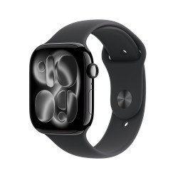 Apple Watch Series 11 (GPS + Cellular), 46 mm, Gehäuse Aluminium Mitternacht, Sportarmband Mitternacht (M L)
