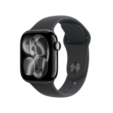 Apple Watch Series 11 (GPS + Cellular) 42 mm Gehäuse Aluminium Diamantschwarz Sportarmband Schwarz S M