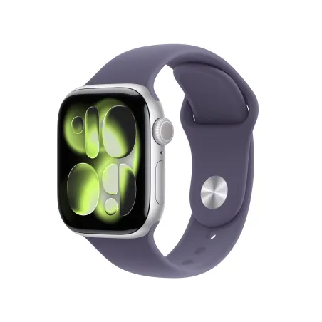 Apple Watch Series 11 (GPS + Cellular) 42 mm Gehäuse Aluminium Silber Sportarmband Nebelviolett S M