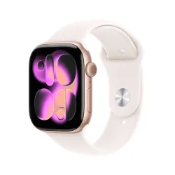 Apple Watch Series 11 (GPS + Cellular), 46 mm, Gehäuse Aluminium Roségold, Sportarmband Polarstern (S M)