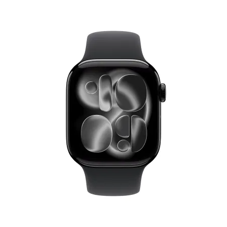 Apple Watch Series 11 (GPS) 42 mm Gehäuse Aluminium Diamantschwarz Sportarmband Schwarz S M