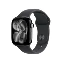 Apple Watch Series 11 (GPS) 42 mm Gehäuse Aluminium Diamantschwarz Sportarmband Schwarz M L