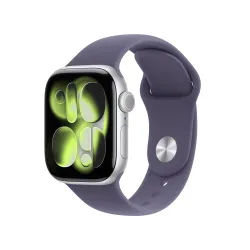Apple Watch Series 11 (GPS) 42 mm Gehäuse Aluminium Silber Sportarmband Nebelviolett S M