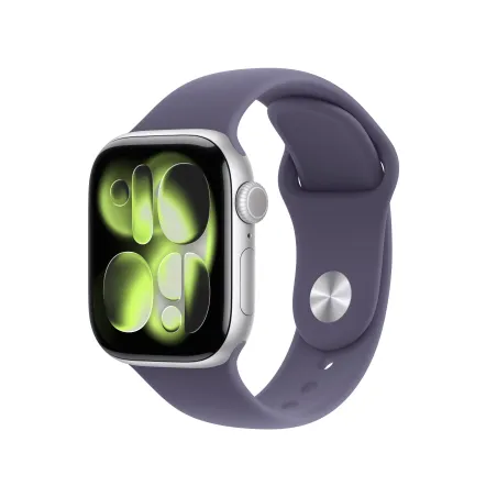 Apple Watch Series 11 (GPS) 42 mm Gehäuse Aluminium Silber Sportarmband Nebelviolett M L