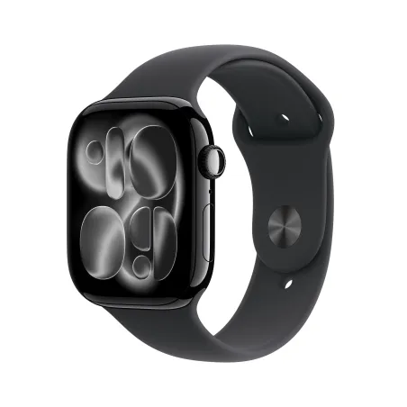 Apple Watch Series 11 (GPS) 46 mm Gehäuse Aluminium Diamantschwarz Sportarmband Schwarz M L