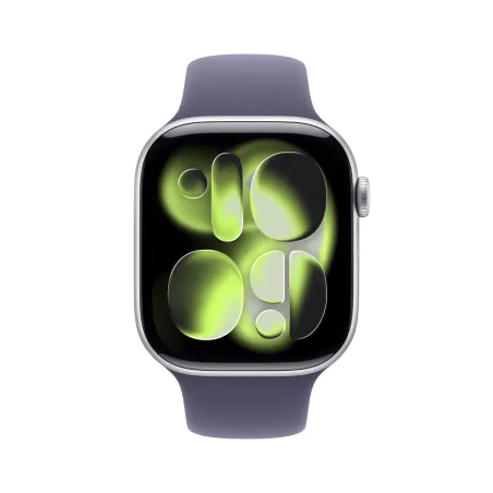 Apple Watch Series 11 (GPS + Cellular) 46 mm Gehäuse Aluminium Silber Sportarmband Nebelviolett S M