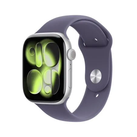 Apple Watch Series 11 (GPS + Cellular) 46 mm Gehäuse Aluminium Silber Sportarmband Nebelviolett M L