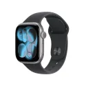 Apple Watch Series 11 (GPS + Cellular) 42 mm Gehäuse Aluminium Space Grau Sportarmband Schwarz M L