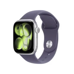 Apple Watch Series 11 (GPS + Cellular) 42 mm Gehäuse Aluminium Silber Sportarmband Nebelviolett M L