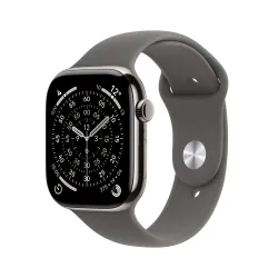 Apple Watch Series 11 (GPS + Cellular) 42 mm Gehäuse Titan Natur Sportarmband Steingrau S M