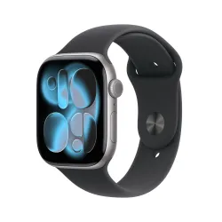 Apple Watch Series 11 (GPS + Cellular), 46 mm, Gehäuse Aluminium Space Grau, Sportarmband Schwarz (S M)