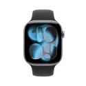 Apple Watch Series 11 (GPS + Cellular), 46 mm, Gehäuse Aluminium Space Grau, Sportarmband Schwarz (S M)